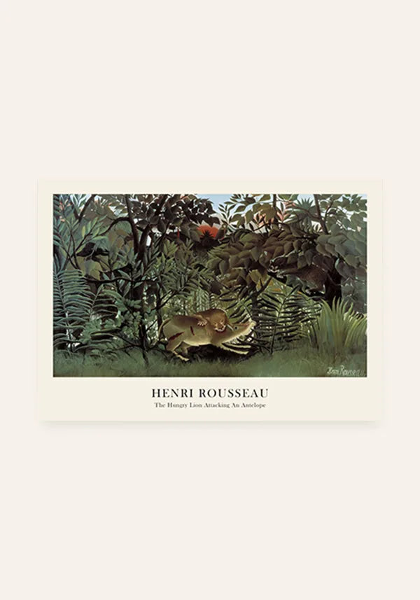 Quadro Henri Rousseau The Hungry Lion Throws Itself on the Antelope