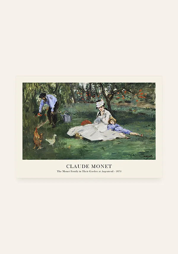 Quadro Claude Monet The Monet Family in Their Garden at Argenteuil Horizontal