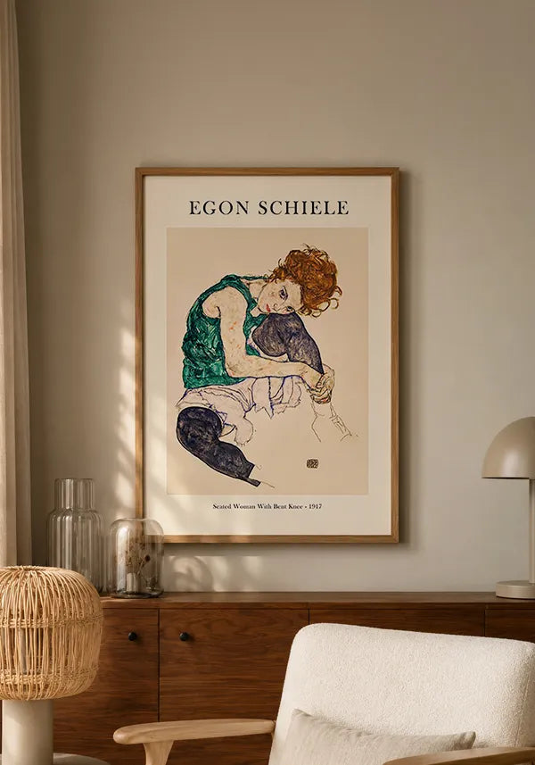 Quadro Egon Schiele Seated Woman with Bent Knee