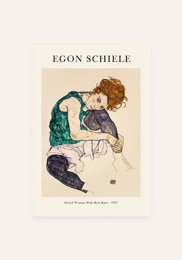 Quadro Egon Schiele Seated Woman with Bent Knee