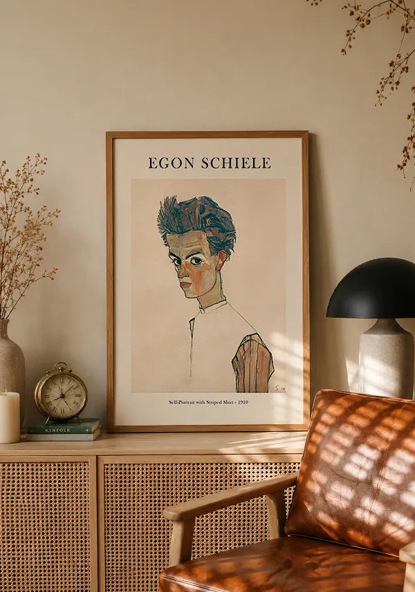 Quadro Egon Schiele Self-Portrait with Striped Shirt