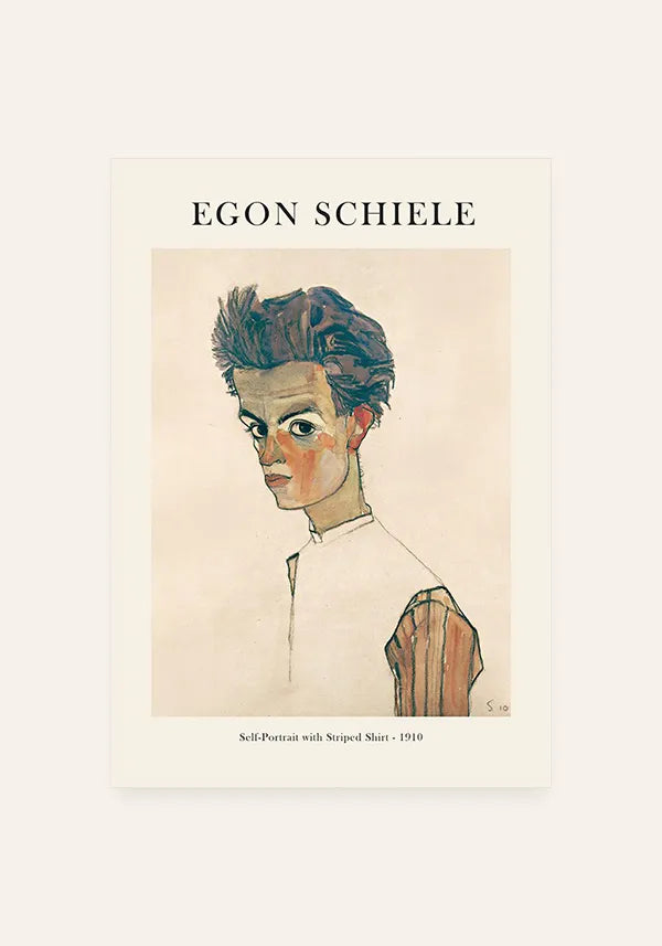 Quadro Egon Schiele Self-Portrait with Striped Shirt