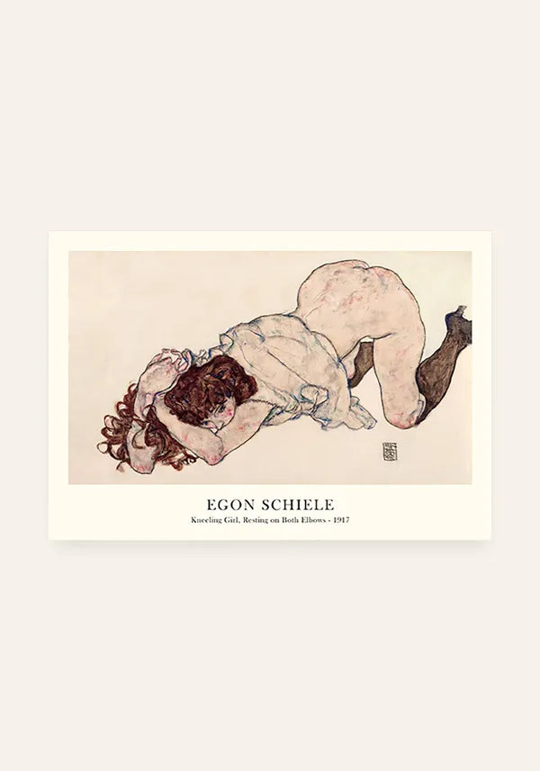 Quadro Egon Schiele Kneeling Girl, Resting on Both Elbows Horizontal