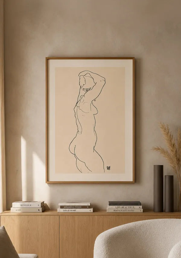 Quadro Egon Schiele Naked Woman Backview