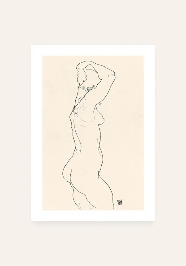 Quadro Egon Schiele Naked Woman Backview