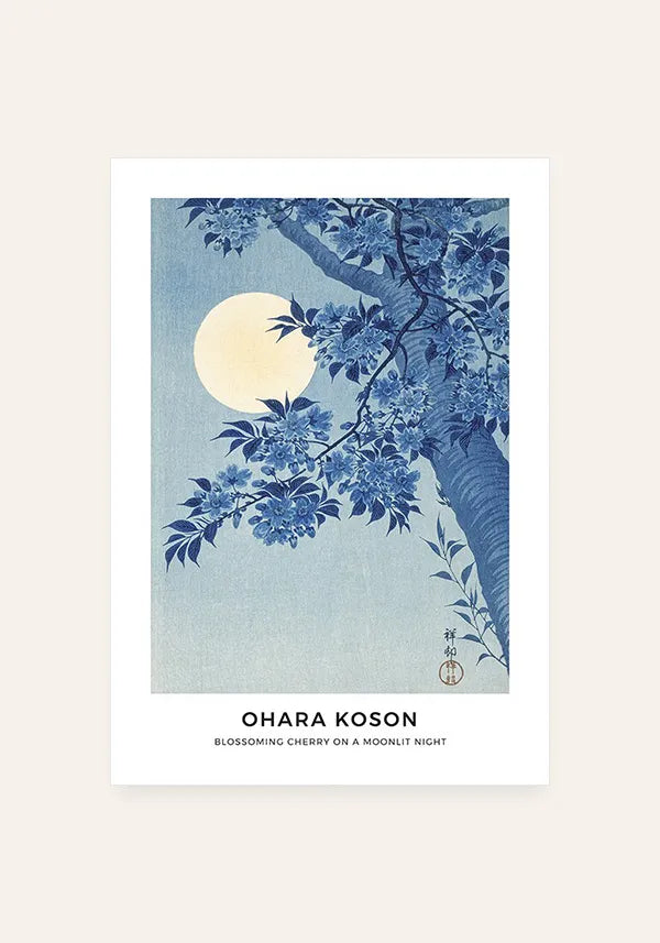 Quadro Ohara Koson Blossoming Cherry on a Moonlit Night