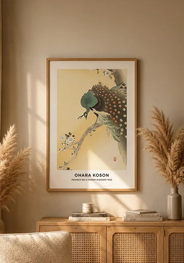 Quadro Ohara Koson Peacock on a Cherry Blossom Tree