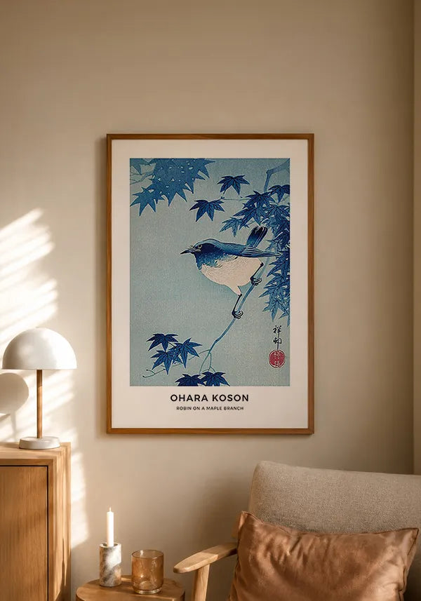 Quadro Ohara Koson Robin on a Maple Branch
