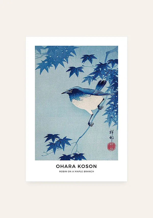 Quadro Ohara Koson Robin on a Maple Branch