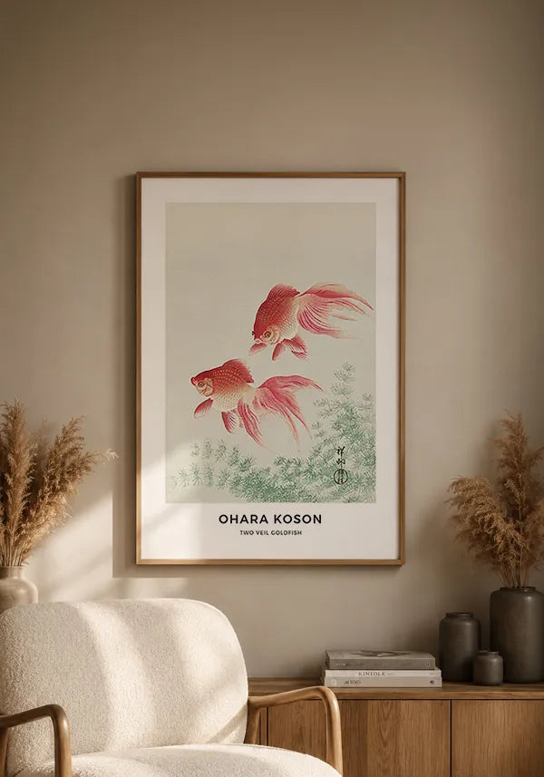 Quadro Ohara Koson Two Veil Goldfish