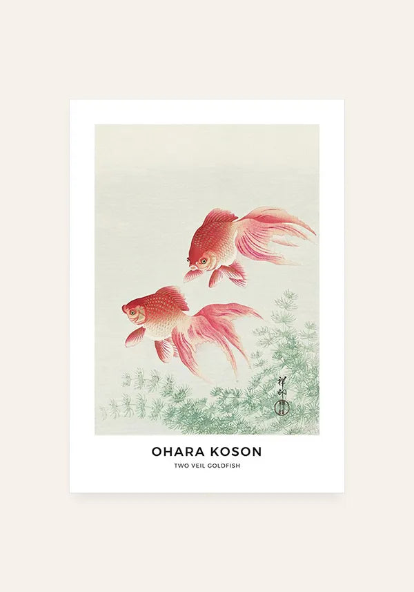 Quadro Ohara Koson Two Veil Goldfish