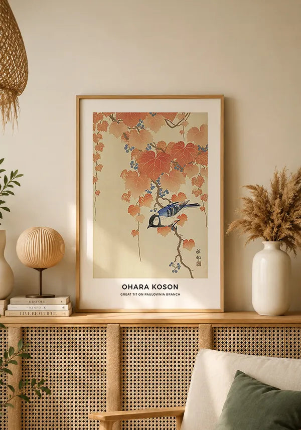 Quadro Ohara Koson Great Tit on Paulownia Branch