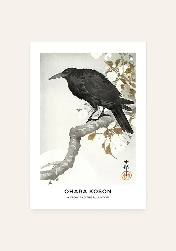 Quadro Ohara Koson Crow and Full Moon