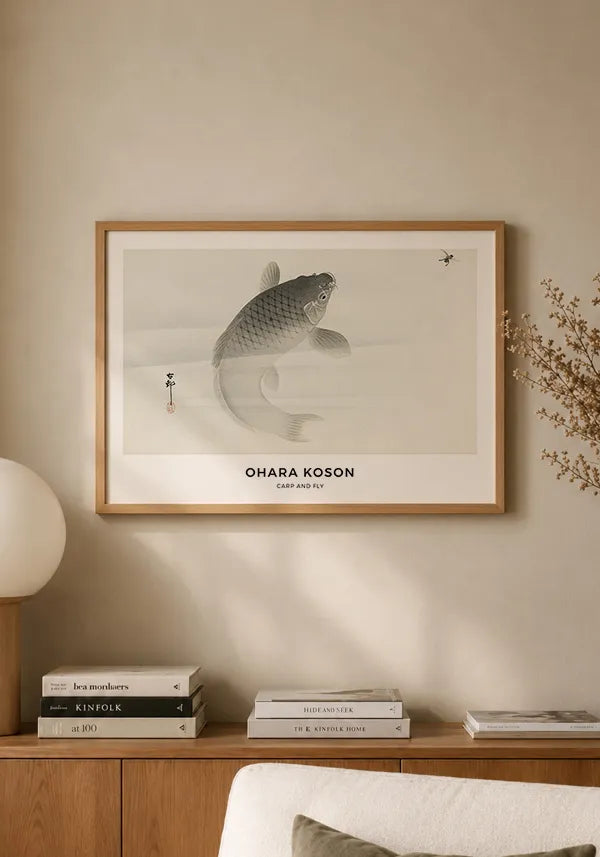 Quadro Ohara Koson Carp and Fly Horizontal