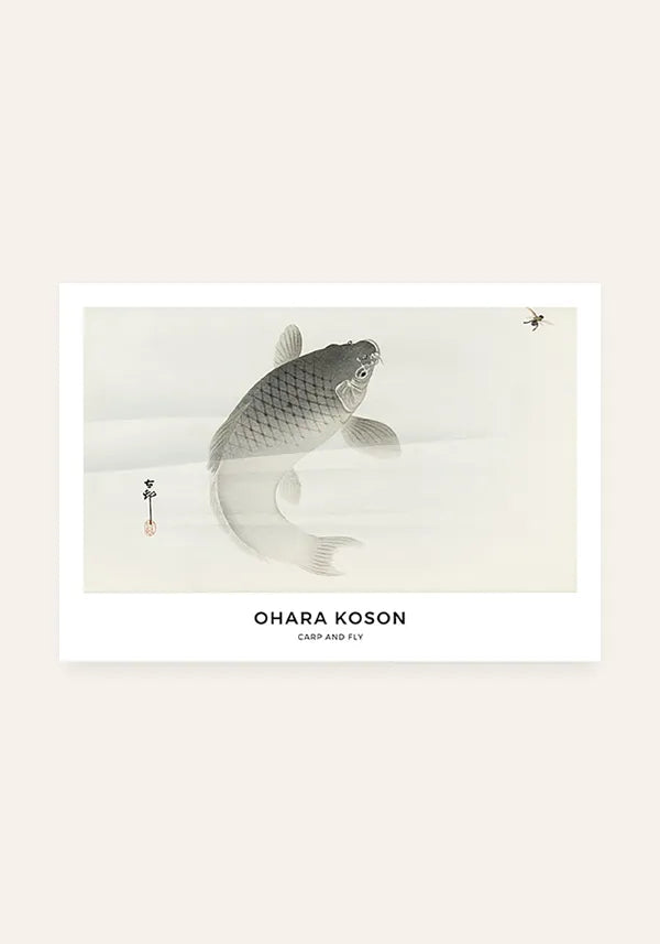 Quadro Ohara Koson Carp and Fly Horizontal