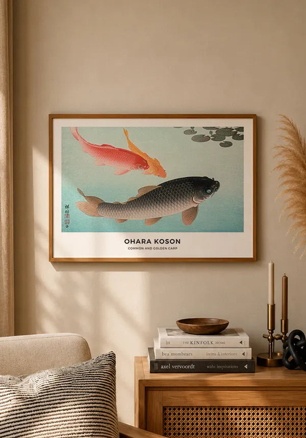 Quadro Ohara Koson Common and Golden Carp Horizontal