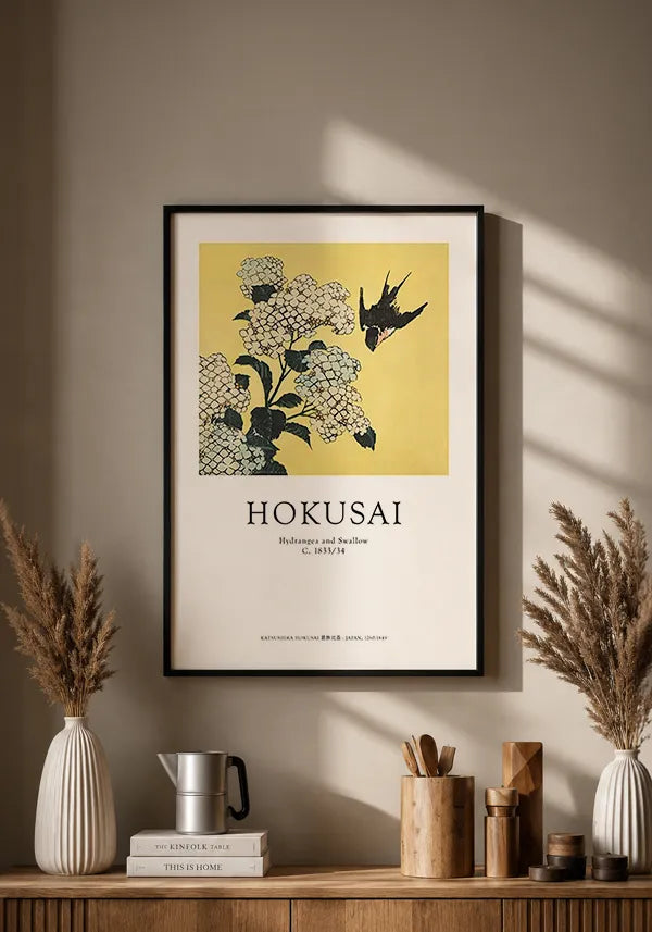 Quadro Hokusai Hydrangea and Swallow