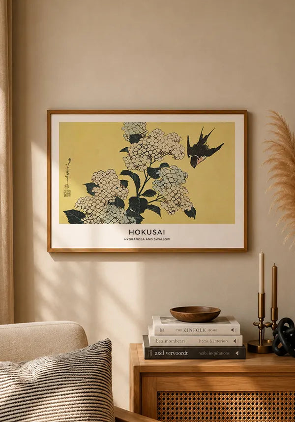 Quadro Hokusai Hydrangea and Swallow Horizontal