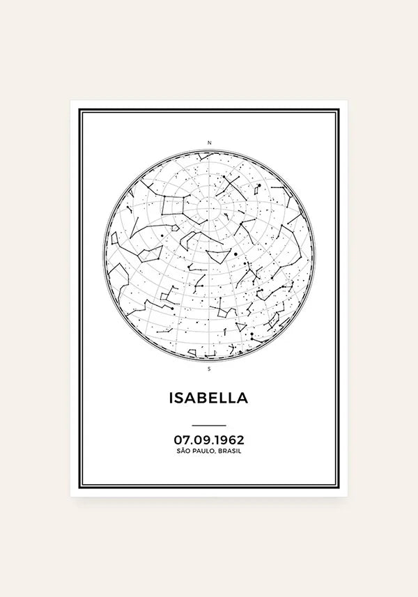 Quadro Mapa das Estrelas para Namorados Personalizado
