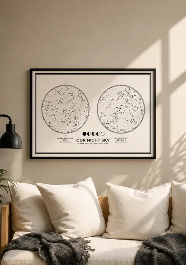 Quadro Mapa das Estrelas para Casal Horizontal