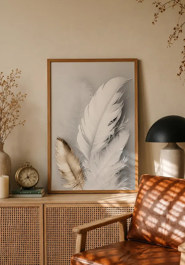 Quadro Penas - Branco e Dourado II
