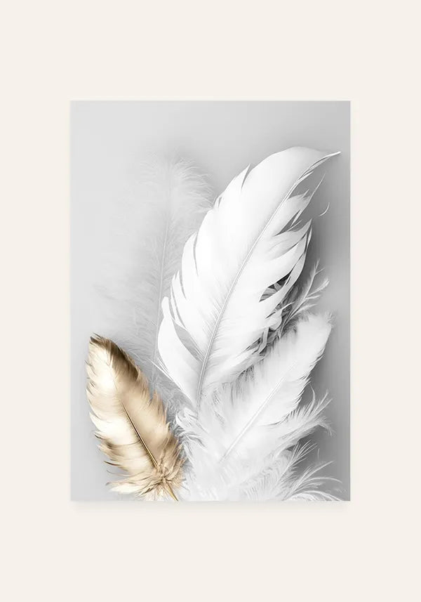 Quadro Penas - Branco e Dourado II