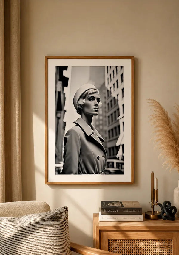 Quadro Mulher Retrô Preto e Branco