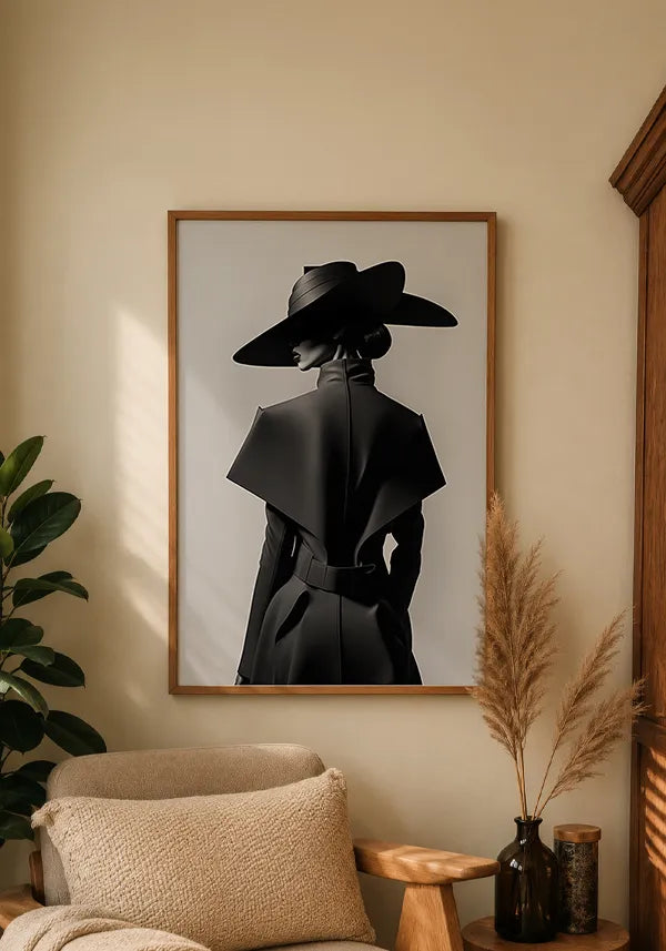 Quadro Mulher de Costas Preto e Branco