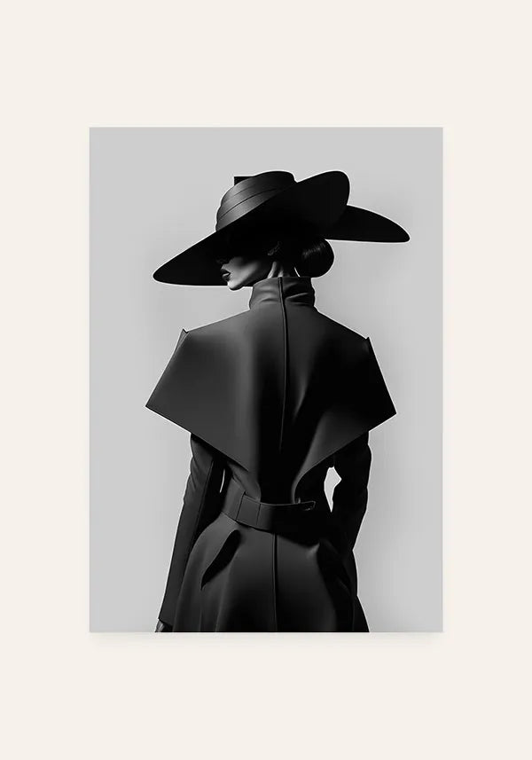 Quadro Mulher de Costas Preto e Branco