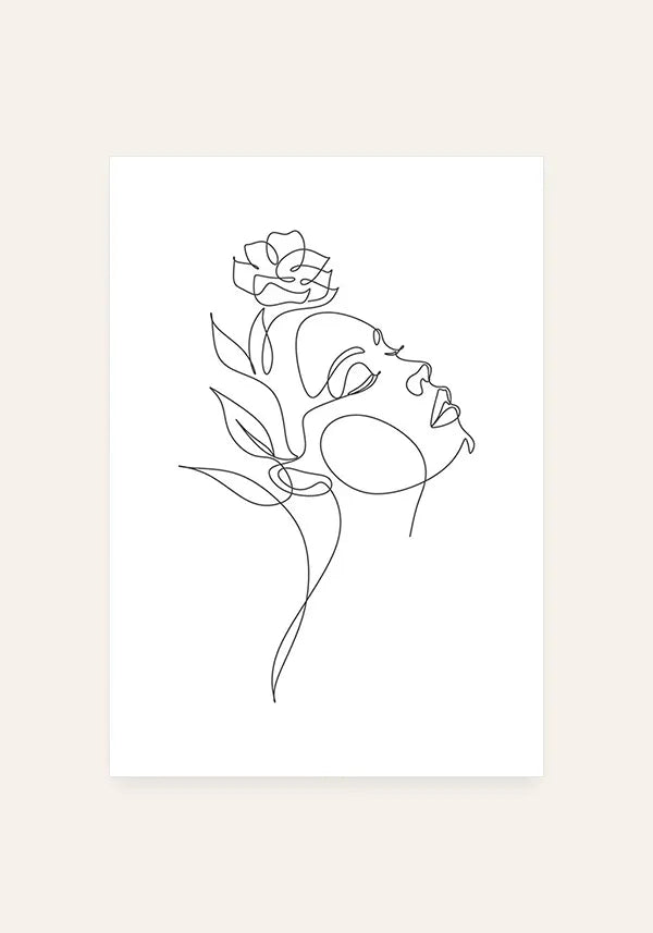 Quadro Rosto Feminino em Linhas II