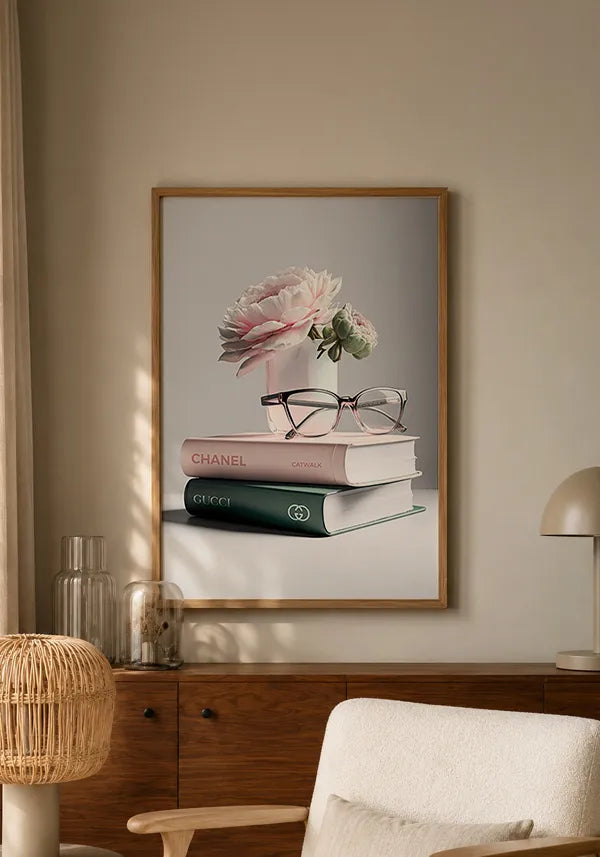 Quadro Decorativo Livros Chanel e Gucci