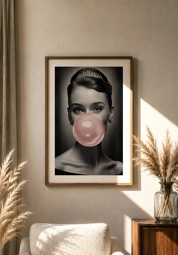 Quadro Audrey Hepburn Chiclete Moderno