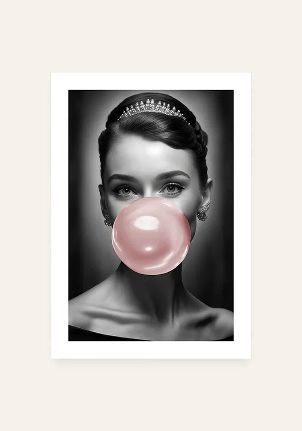 Quadro Audrey Hepburn Chiclete Moderno