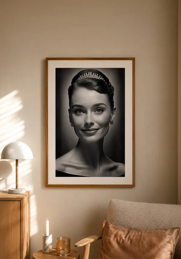 Quadro Audrey Hepburn Preto e Branco Moderno