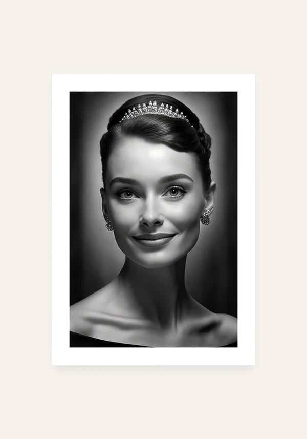 Quadro Audrey Hepburn Preto e Branco Moderno