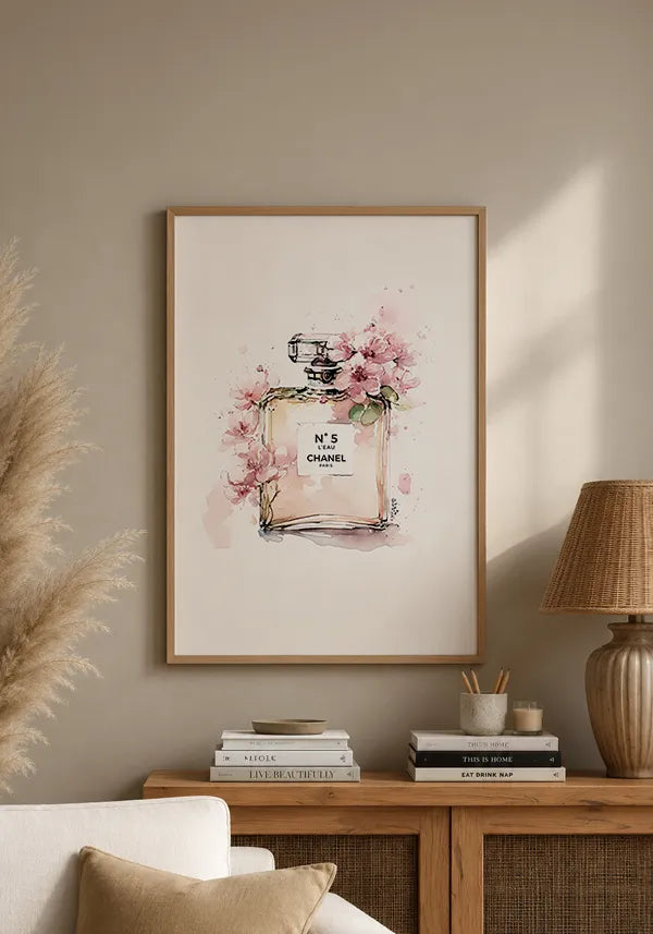 Quadro Perfume Chanel Aquarela
