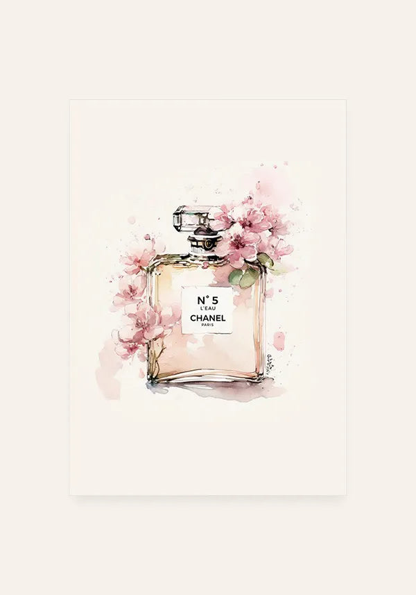 Quadro Perfume Chanel Aquarela