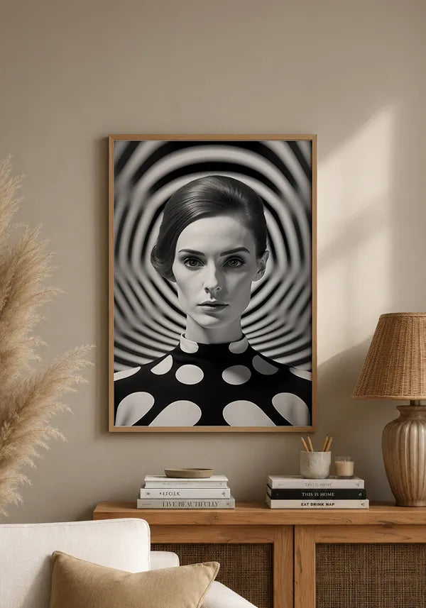 Quadro Decorativo Mulher Retrô Preto e Branco