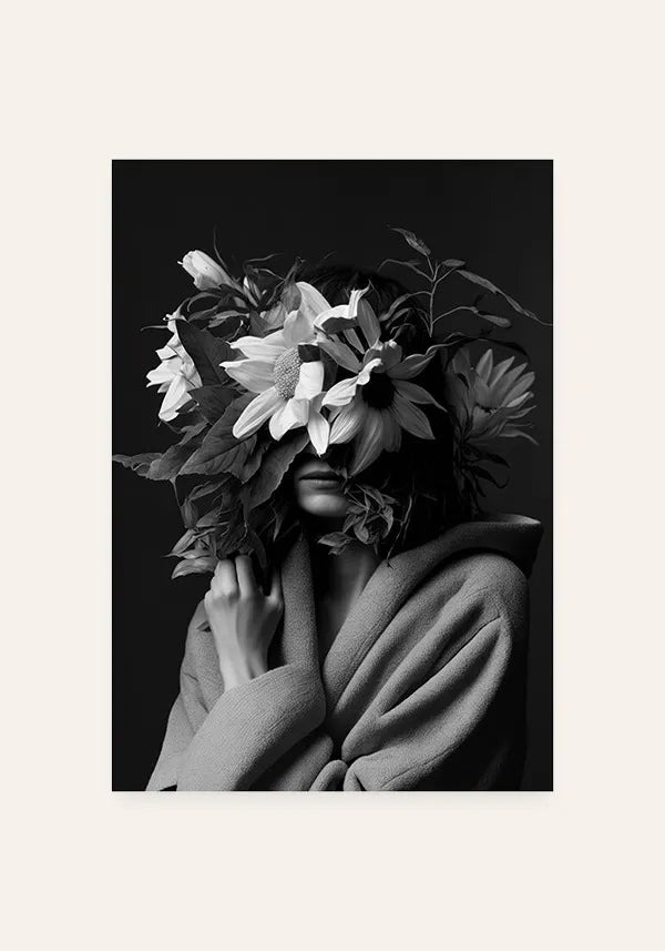 Quadro Mulher com Flores no Rosto I