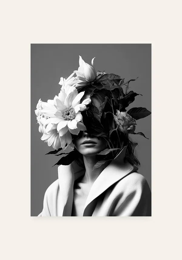 Quadro Mulher com Flores no Rosto II