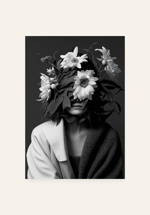 Quadro Mulher com Flores no Rosto III