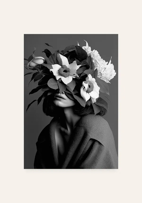 Quadro Mulher com Flores no Rosto IV