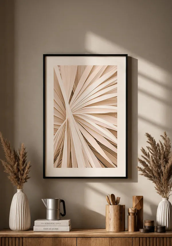 Quadro Folha de Palmeira Bege Close II com Borda