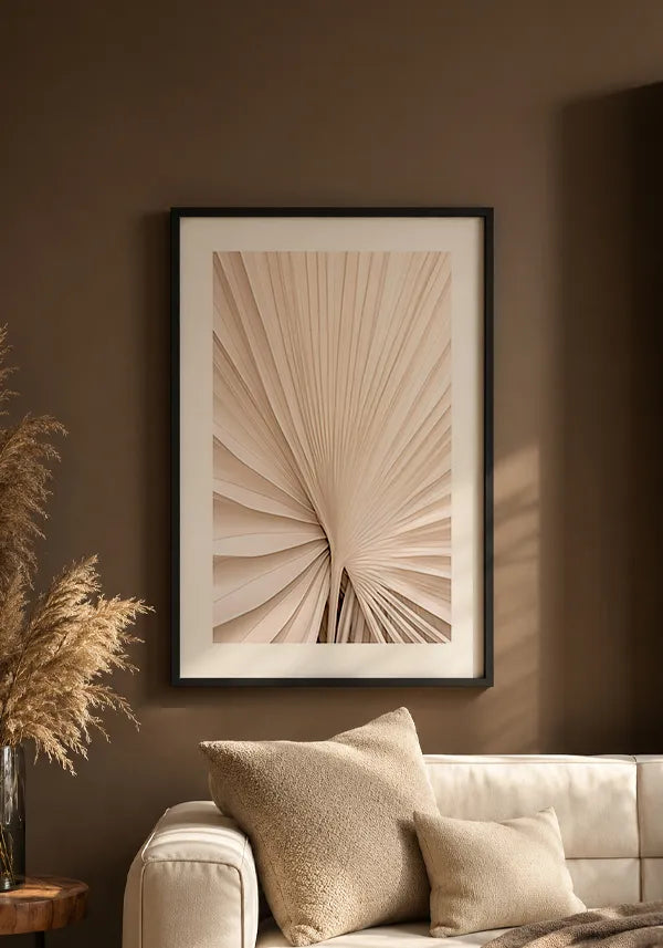 Quadro Folha de Palmeira Bege Close IV com Borda