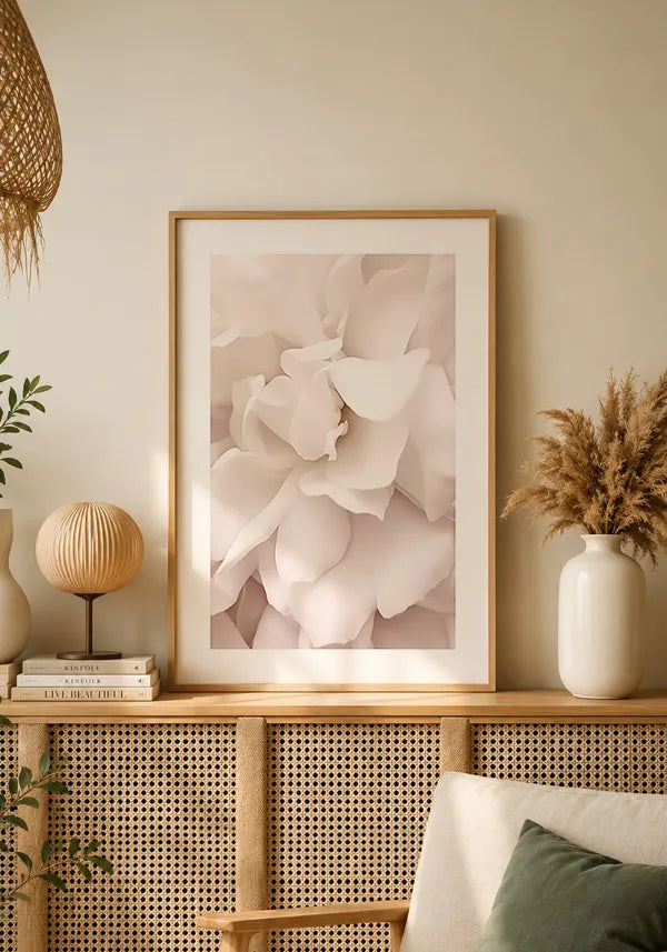 Quadro Flor Rosa Branca com Borda