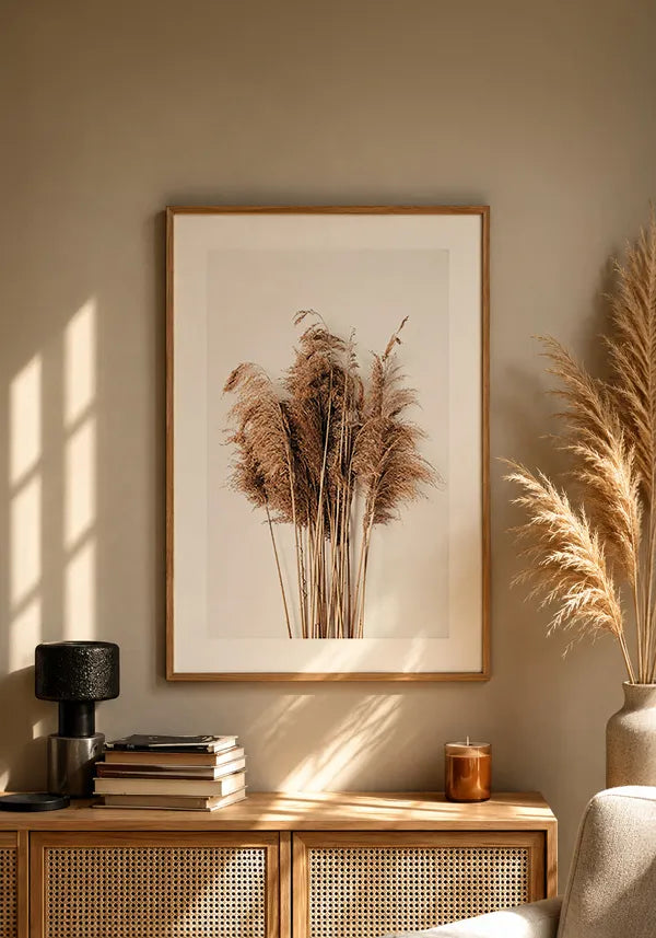 Quadro Capim dos Pampas Desidratado com Borda