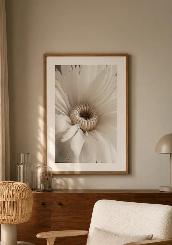 Quadro Flor Branca Close-up com Borda