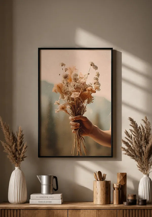 Quadro Buquê de Flores Secas Vintage