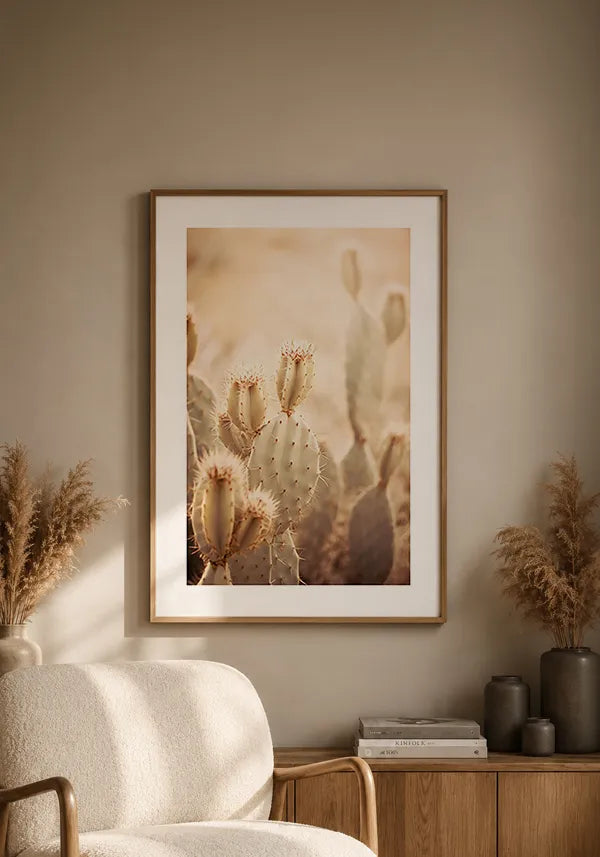 Quadro Decorativo Cactos Vintage com Borda