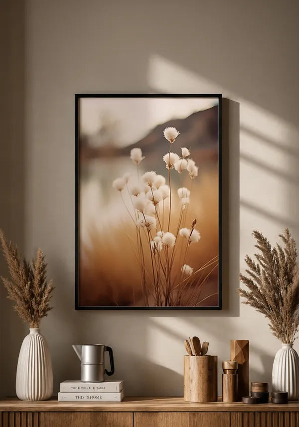 Quadro Flores Brancas Tons Sépia II